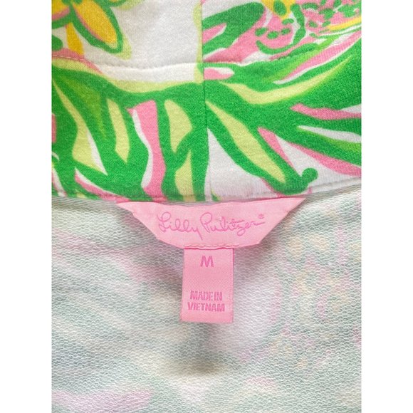 Lilly Pulitzer Women’s M Skipper Solid Popover Sweatshirt Green Palm Print - Picture 5 of 9